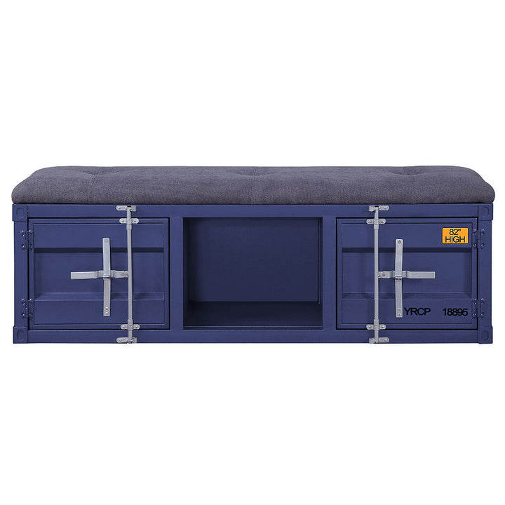 Cargo - Bench With Storage - Gray Fabric & Blue