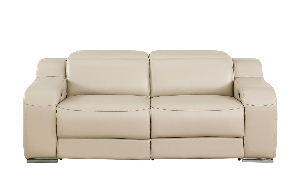 DivanItalia 1116 2-Piece Modular Power Reclining Loveseat in Top Grain Italian Leather with 2 Power Recliners & Power Headrests - Beige