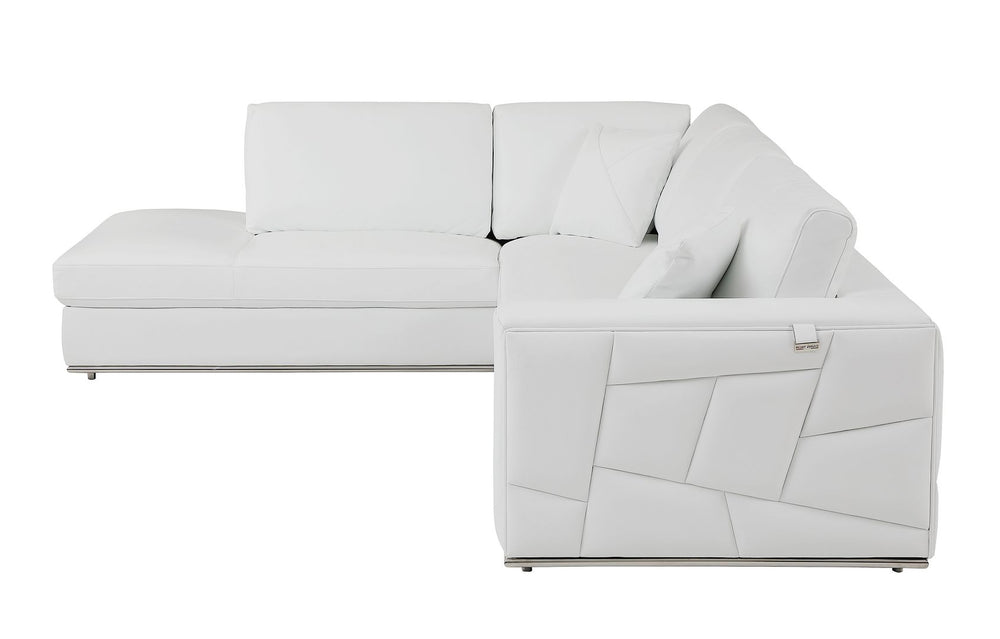 DivanItalia 998 Left Arm Facing Sectional in Top-Grain Italian Leather - White