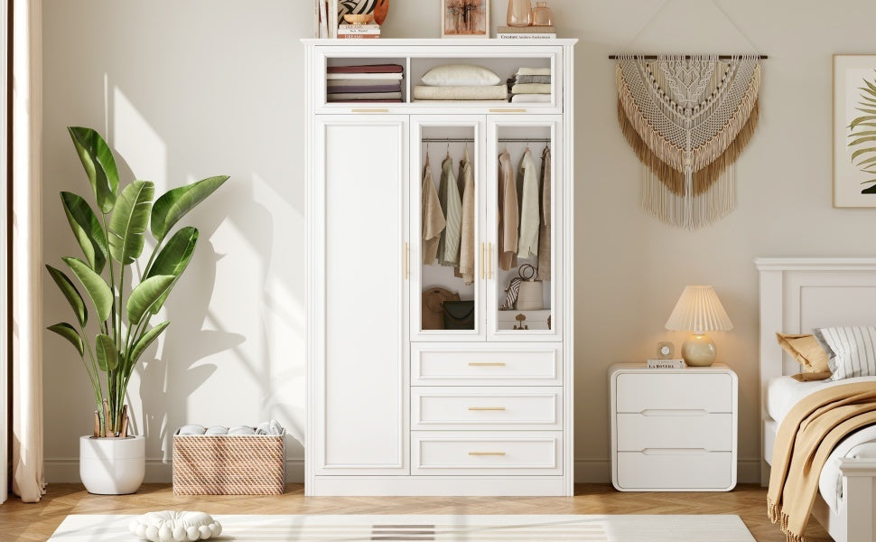 Contemporary LED wardrobe with versatile storage system