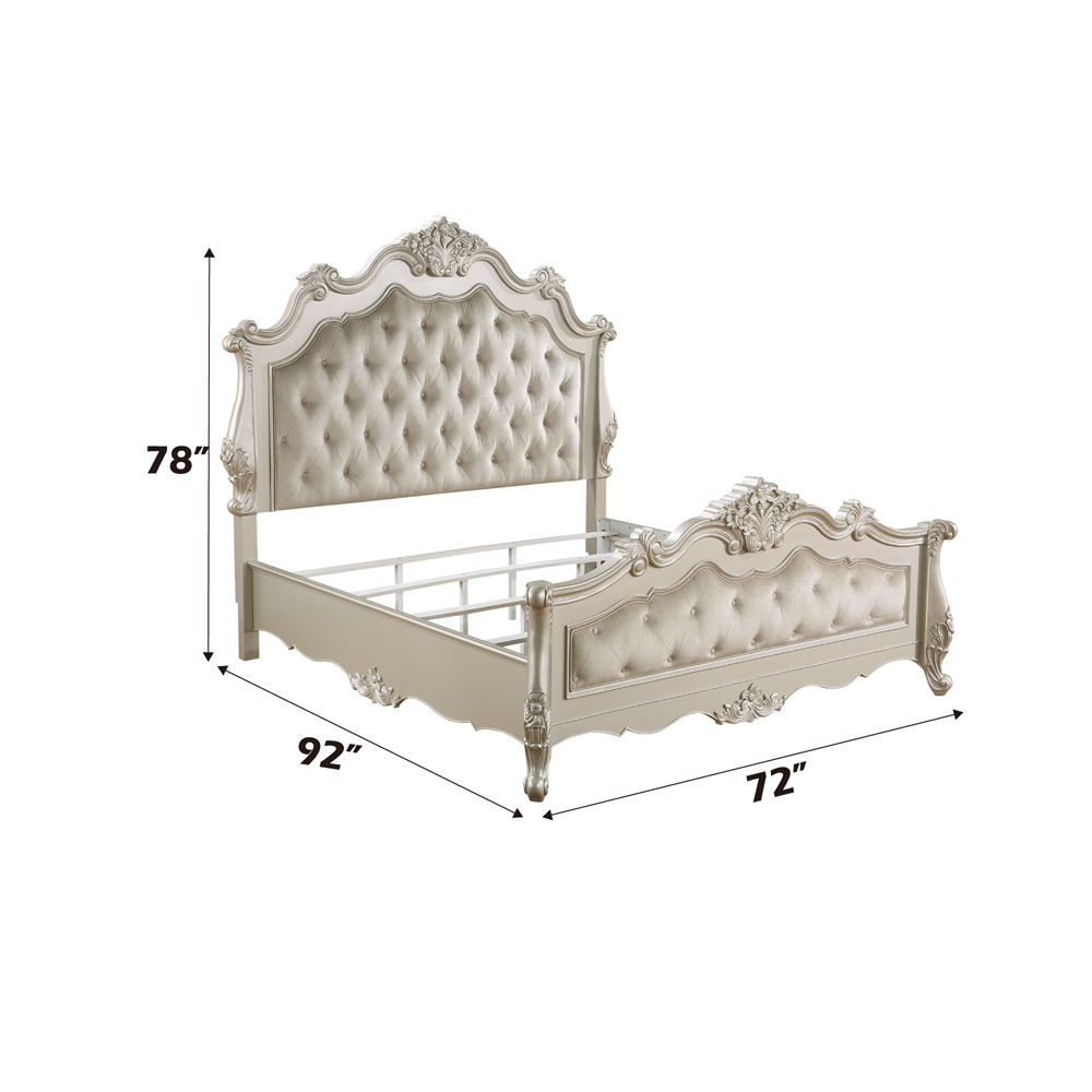 Bently - Queen Bed - Fabric & Champagne