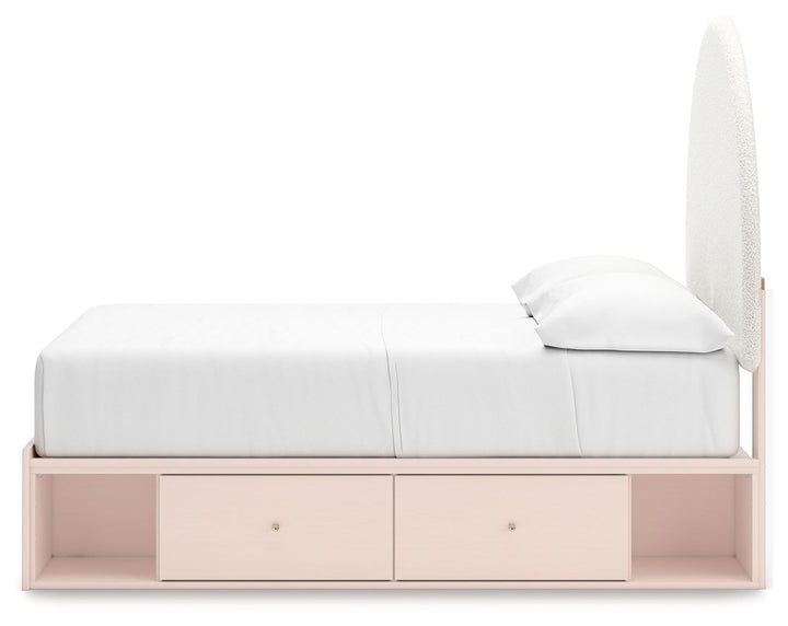 Wistenpine - Full Upholstered Panel Bed With Side Storage - Blush by Ashley Furniture product image