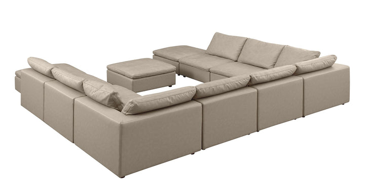 DivanItalia 1100 Top-Grain Italian Leather 11-Piece Sectional with Chaise - Beige