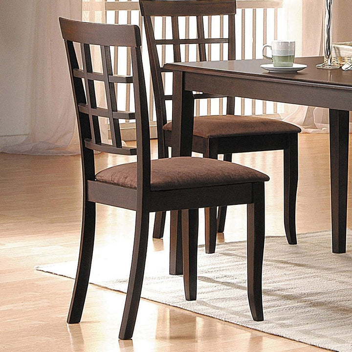 Cardiff - 18" Side Chair Set of 2) - Dark Brown Microfiber & Espresso