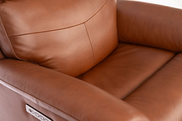 Refined Power Swivel Gliding Recliner With Power Headrest &amp; Lumbar Hickory