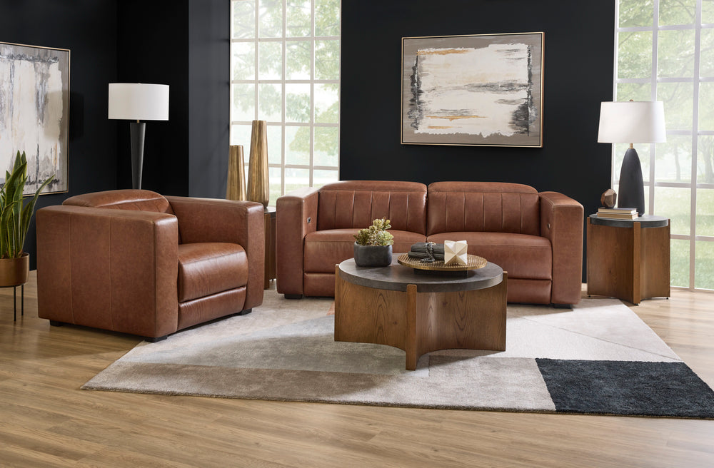 Austin Leather Power Reclining Sofa with Power Headrests in Chestnut