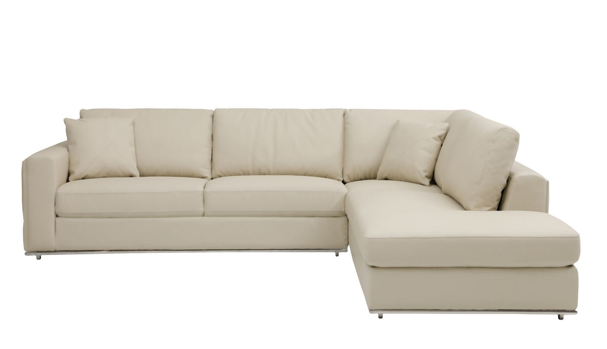 DivanItalia 998 Right Arm Facing Sectional in Top-Grain Italian Leather - Beige