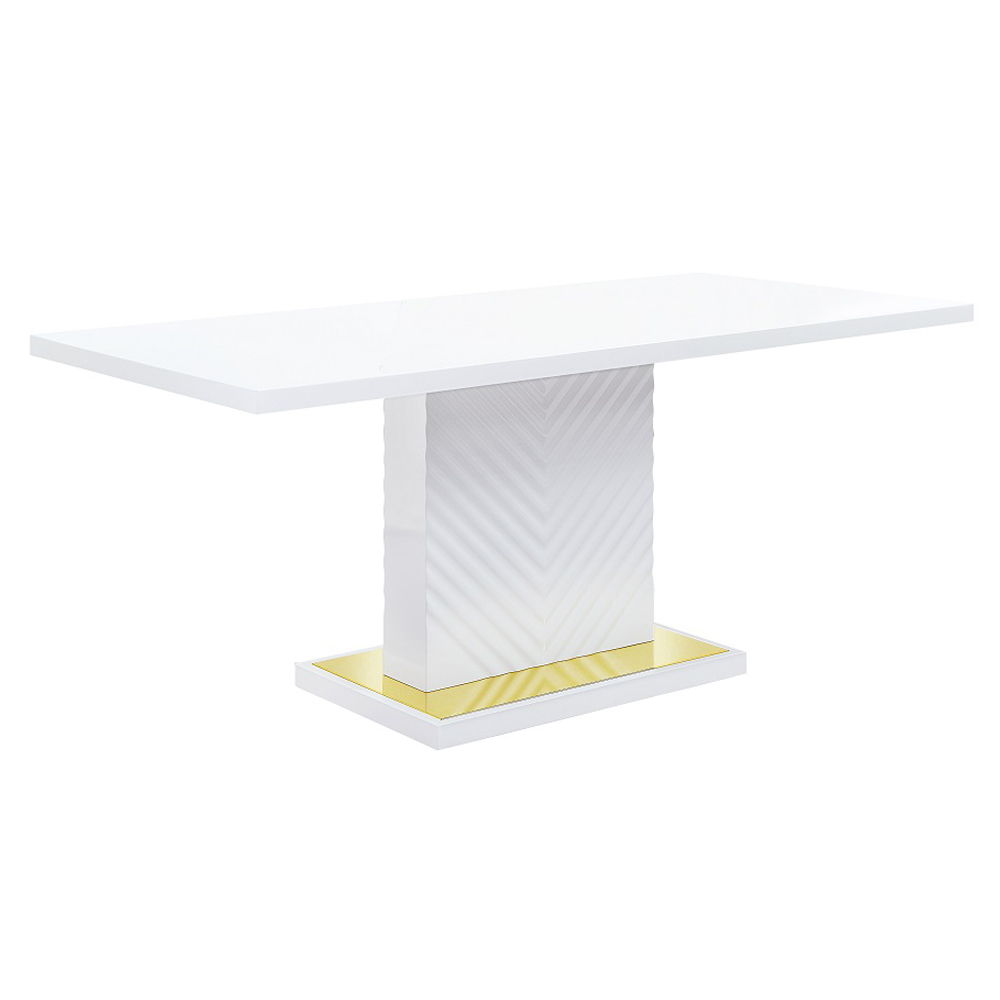 Gaines - Dining Table With Pedestal Base - White High Gloss