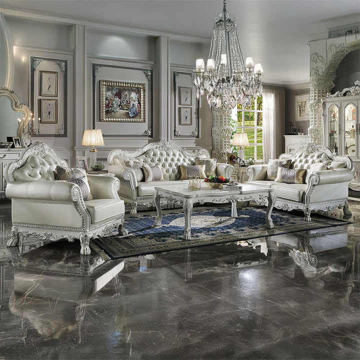 Dresden - Chair With 2 Pillows - Synthetic Leather & Bone White