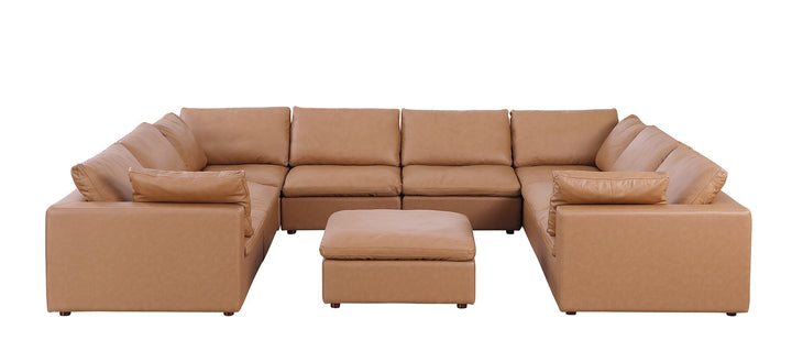 DivanItalia 1100 9-Piece U-Shaped Sectional in Top-Grain Italian Leather - Cognac