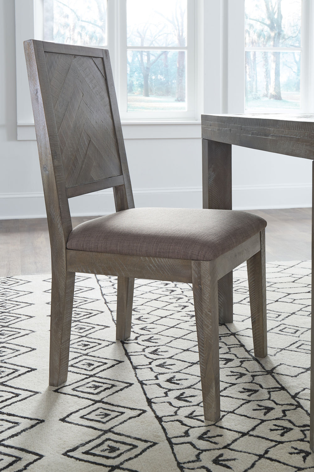 Modus Furniture 5Qs363B Herringbone Solid Wood Upholstered Dining Chair In Rustic Latte