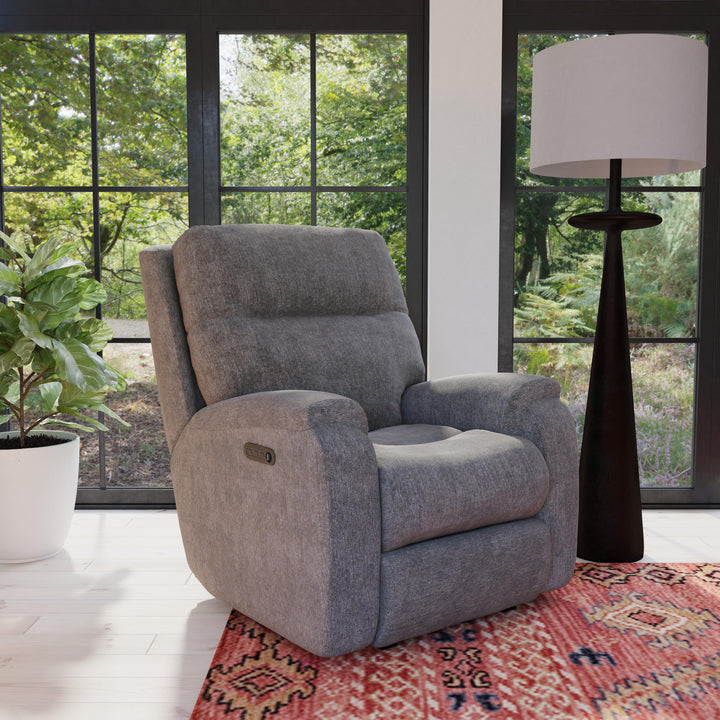 Penn Power Rocking Recliner With Power Headrest &amp; Lumbar Dark Gray