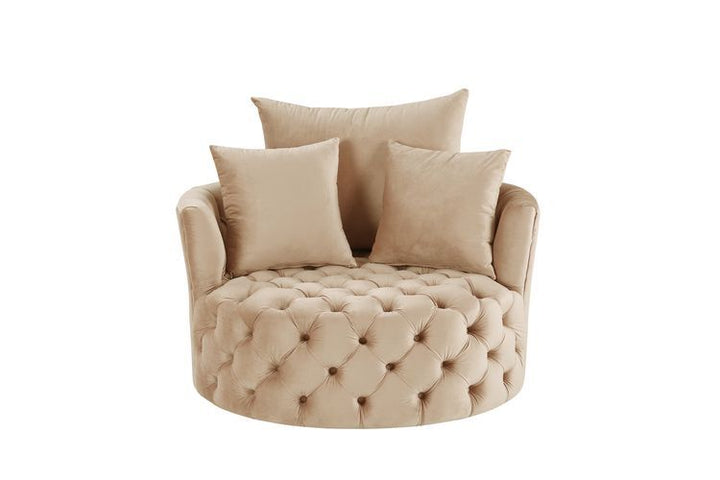 Zunyas - Accent Chair With Swivel - Beige Velvet