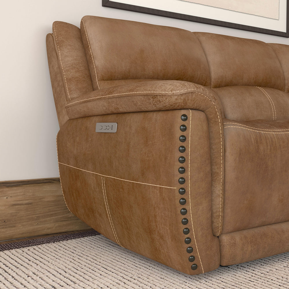 Beau Fabric Power Reclining Sofa with Power Headrests in Silt