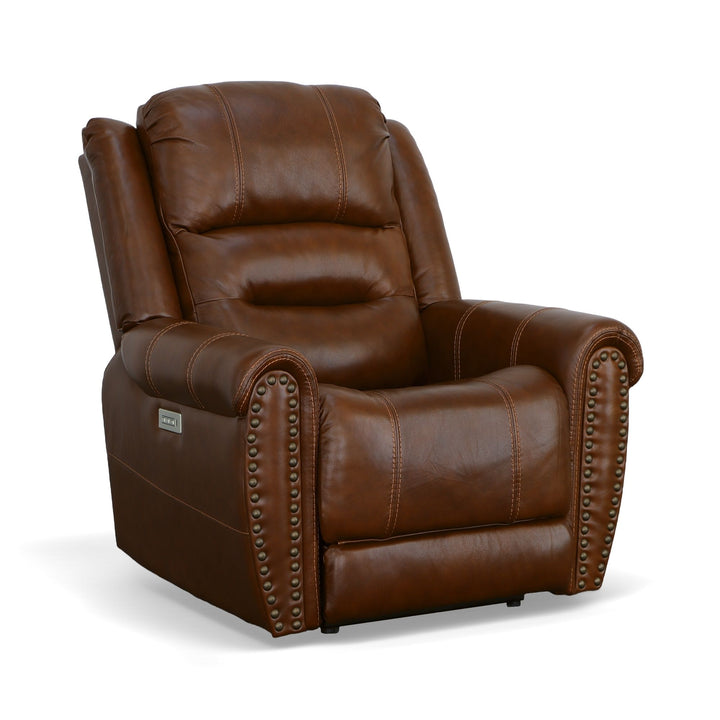 Oscar Leather Power Recliner with Power Headrest in Grizzly