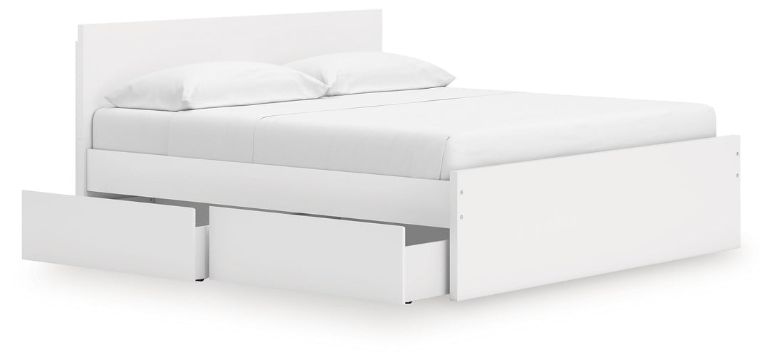 Onita - King Panel Platform Bed With Storage - White by Ashley Furniture product image