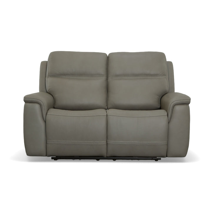 Sawyer Leather Power Reclining Loveseat w/ Pwr Headrests, Lumbar in Grey