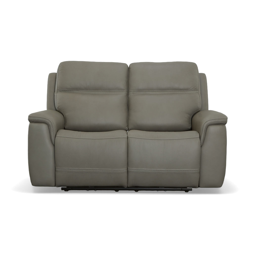 Sawyer Leather Power Reclining Loveseat w/ Pwr Headrests, Lumbar in Grey