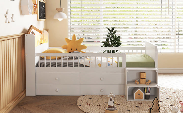 low-wooden-twin-loft-bed-with-led-lights-and-storage-drawers-white