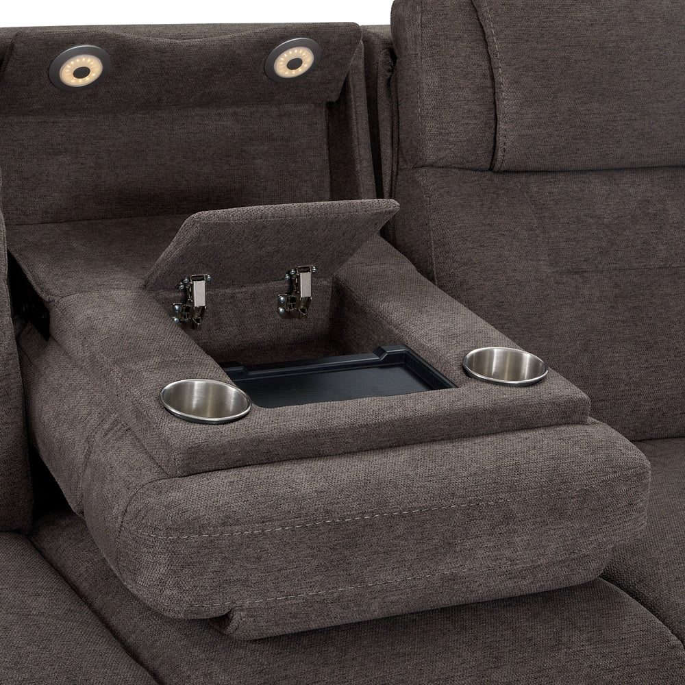 Zecliner Zofa Fabric Power Sleep Sofa with Power Headrests & Lumbar in Umber