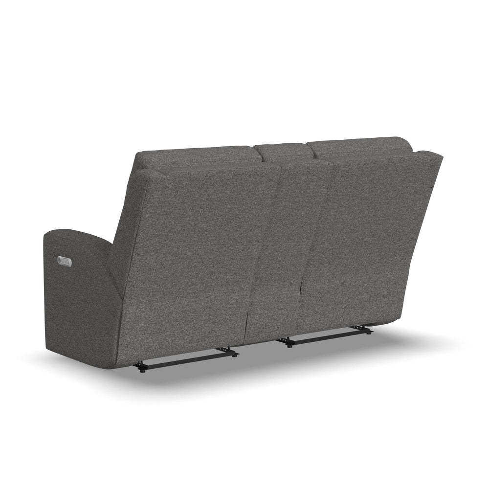 Score Power Reclining Loveseat With Console & Power Headrests & Lumbar Dark Gray