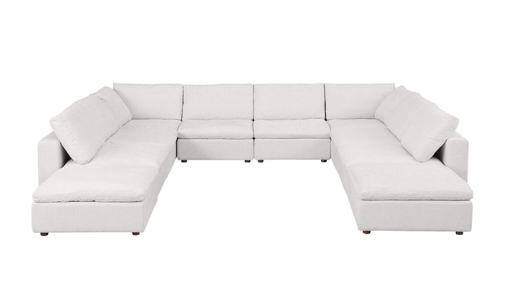 DivanItalia 1100 10-Piece U-Shaped Sectional with Chaise in Top-Grain Italian Leather - Pearl