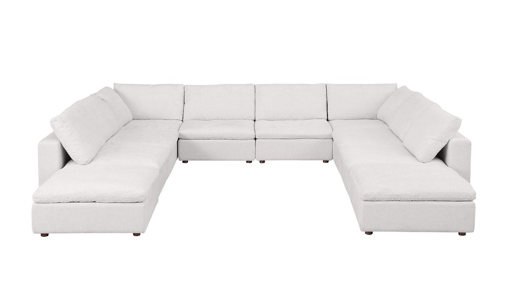 DivanItalia 1100 10-Piece U-Shaped Sectional with Chaise in Top-Grain Italian Leather - Pearl