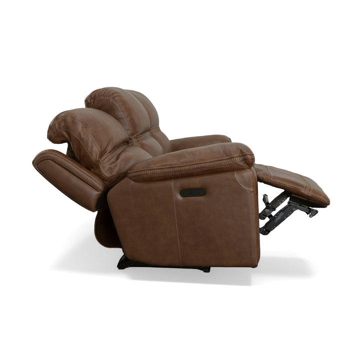 Fenwick Leather Power Reclining Sofa with Power Headrests in Cognac