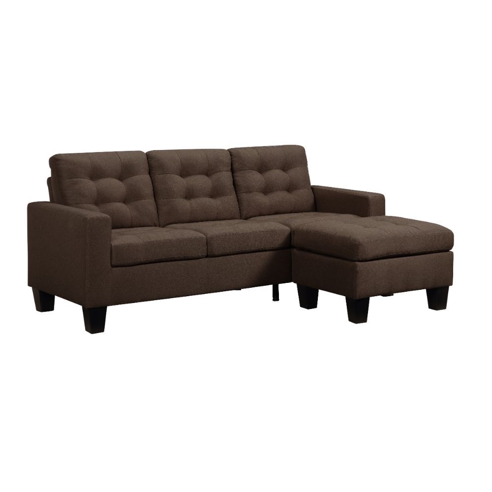 Earsom - Reversible Sofa & Ottoman - Brown Linen