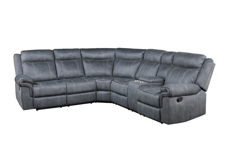 Dollum - Motion Sectional Sofa - Two Tone Gray Velvet