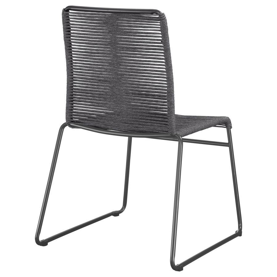 Jerome - Woven Rope Stackable Side Chair  - Charcoal