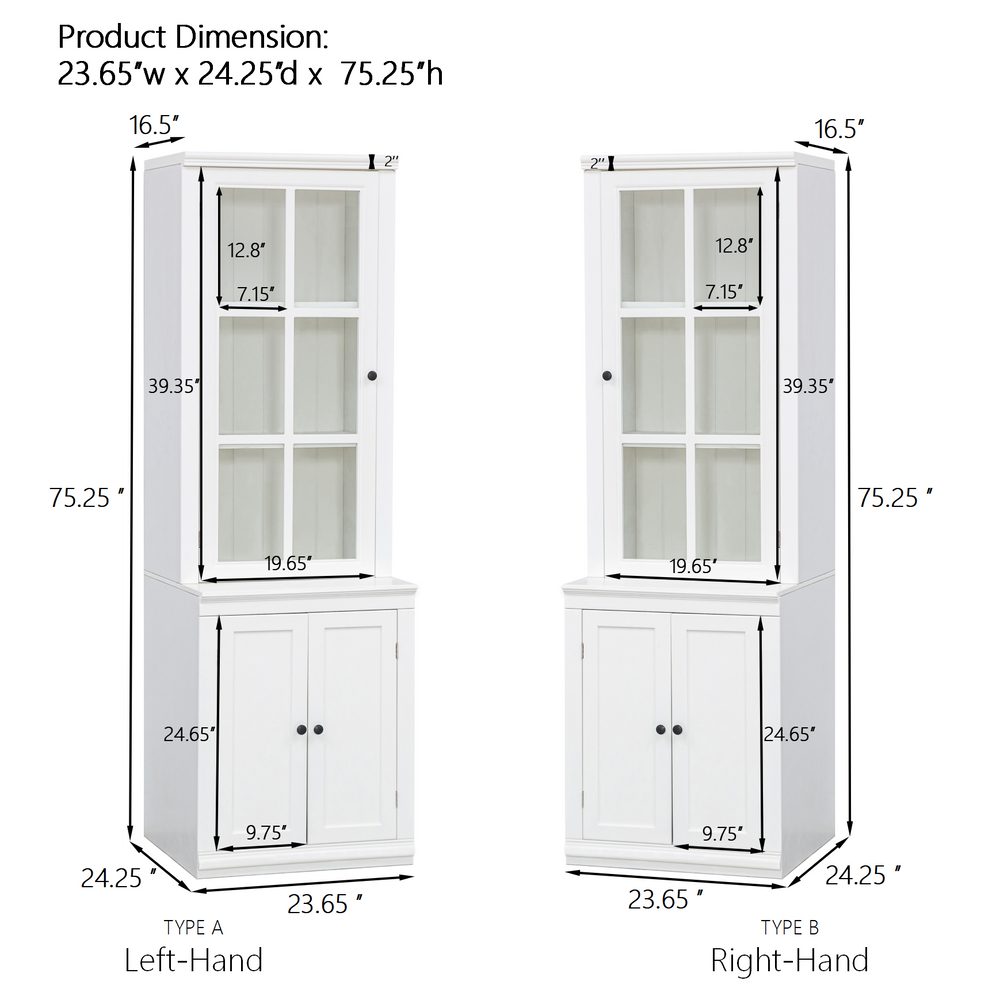 retro-style-hutch-cabinet-with-single-glass-door-white