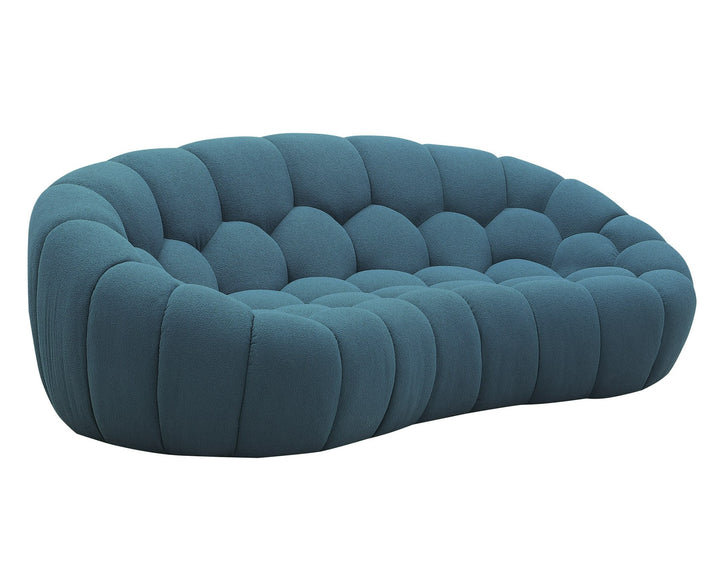 Yolonda - Modern Curved Dark Teal Fabric Sofa Set