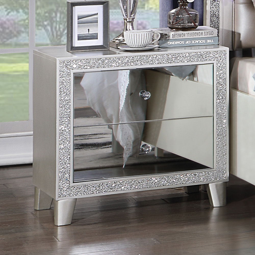 ACME Furniture Sliverfluff Nightstand Mirrored & Champagne