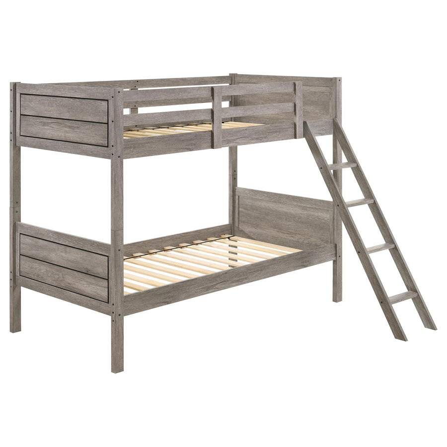 Coaster Furniture 400818 Ryder Wood Twin Over Twin Bunk Bed Weathered Taupe