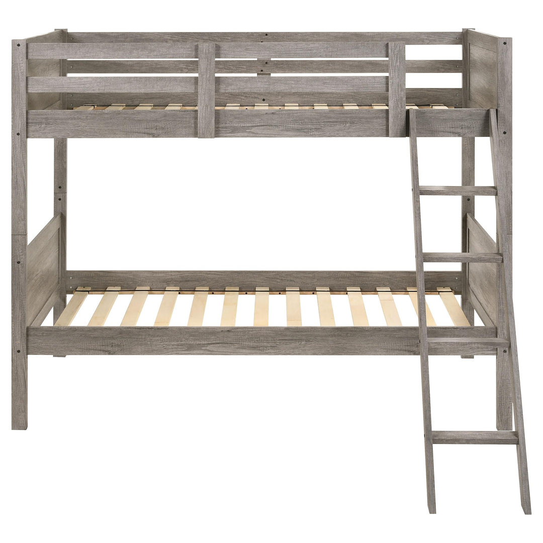 Coaster Furniture 400818 Ryder Wood Twin Over Twin Bunk Bed Weathered Taupe