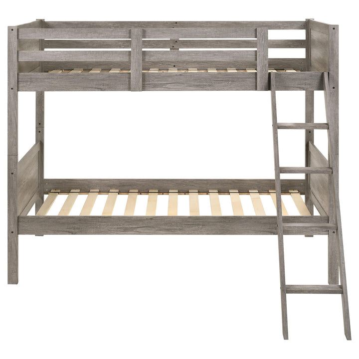 Coaster Furniture 400818 Ryder Wood Twin Over Twin Bunk Bed Weathered Taupe