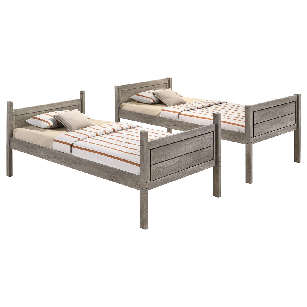 Coaster Furniture 400818 Ryder Wood Twin Over Twin Bunk Bed Weathered Taupe