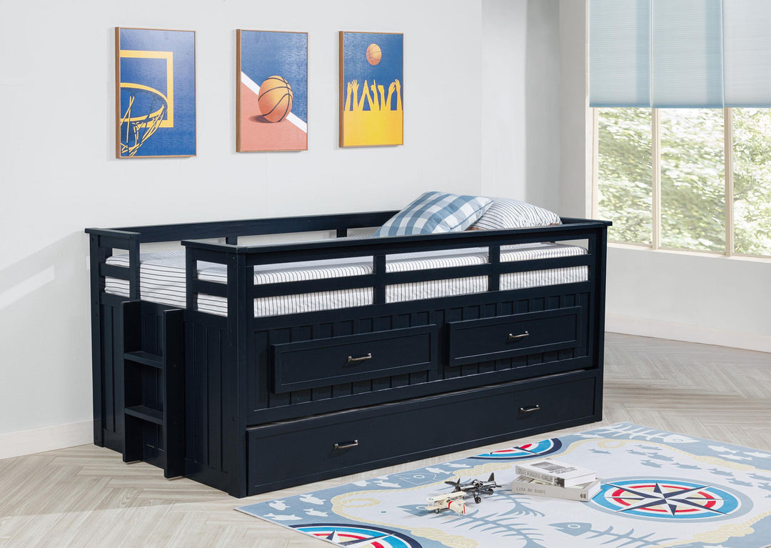 Coaster Furniture 401980T Carlsbad Wood Twin Captains Bed With Trundle Navy Blue