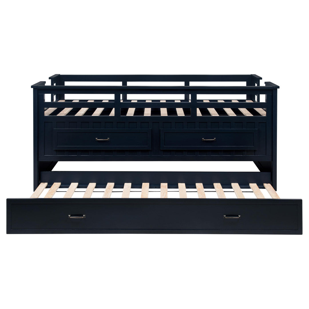 Coaster Furniture 401980T Carlsbad Wood Twin Captains Bed With Trundle Navy Blue