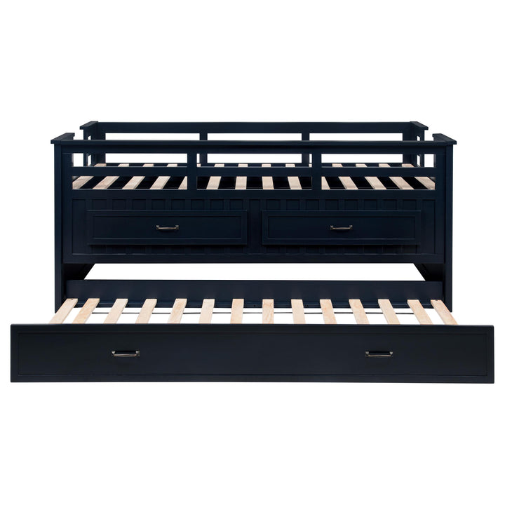 Coaster Furniture 401980T Carlsbad Wood Twin Captains Bed With Trundle Navy Blue