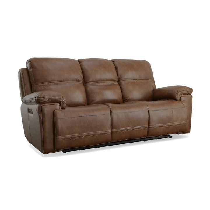 Fenwick Leather Power Reclining Sofa with Power Headrests in Cognac