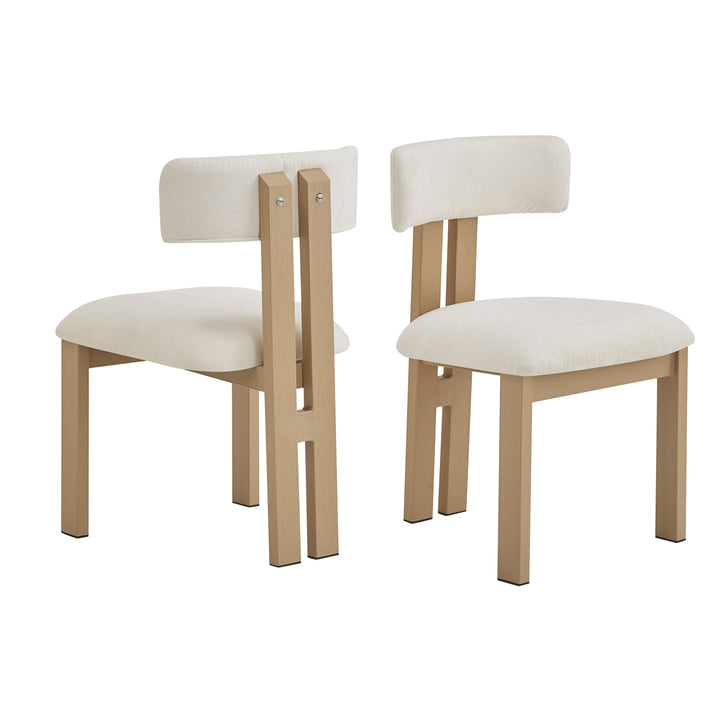 Upholstered Armless Dining Chair – Beige (Set of 2)