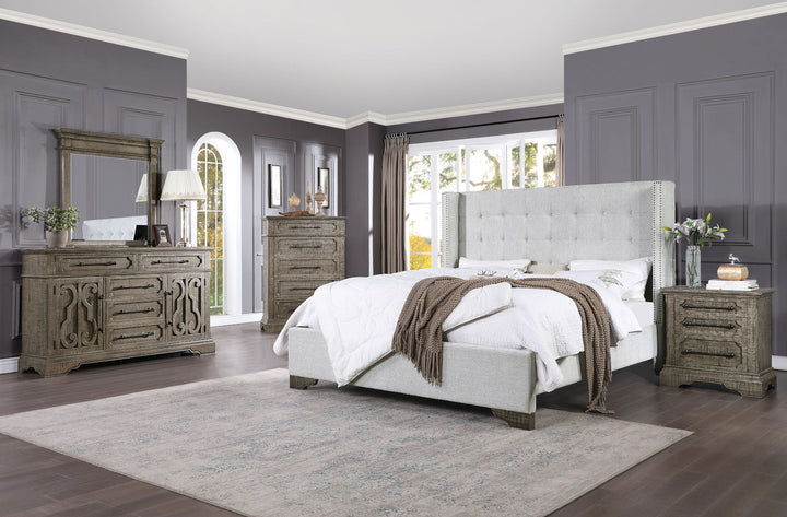 Artesia - Queen Bed - Tan Fabric & Salvaged Natural