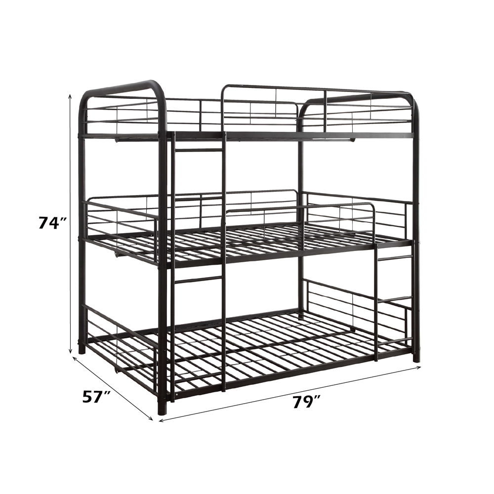 Cairo - Triple Full Bunk Bed - Sandy Black