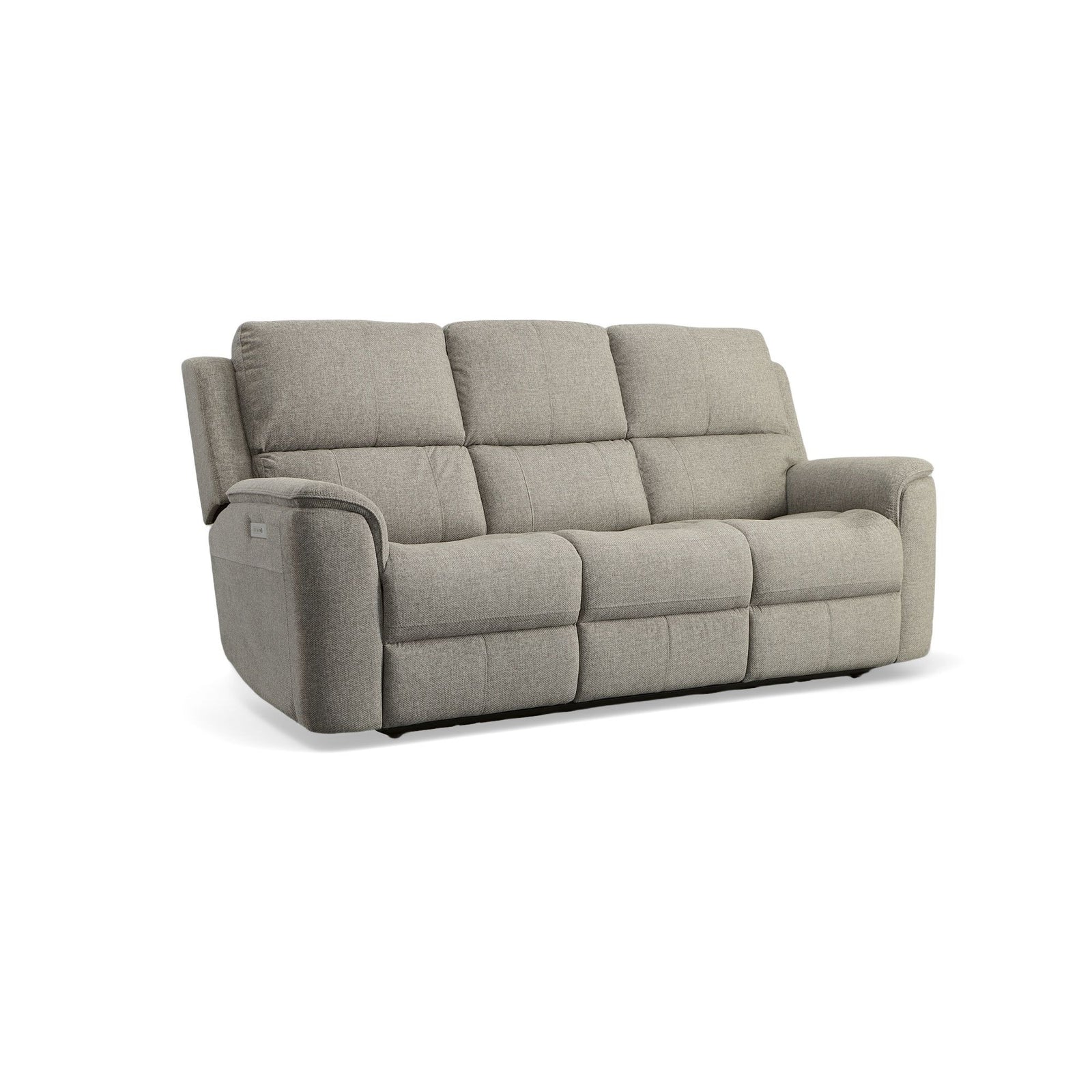 Flexsteel Henry Fog Gray Fabric Power Reclining Sofa with Power Headrests & Lumbar