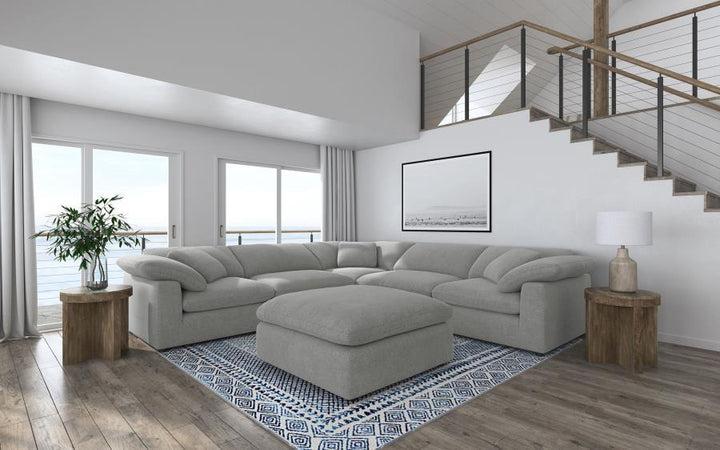 Raleigh - Boucle Upholstered Ottoman - Gray