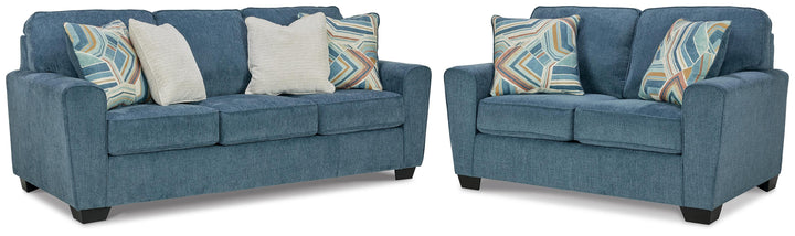 Cashton Queen Sofa Sleeper and Loveseat - Blue (1)
