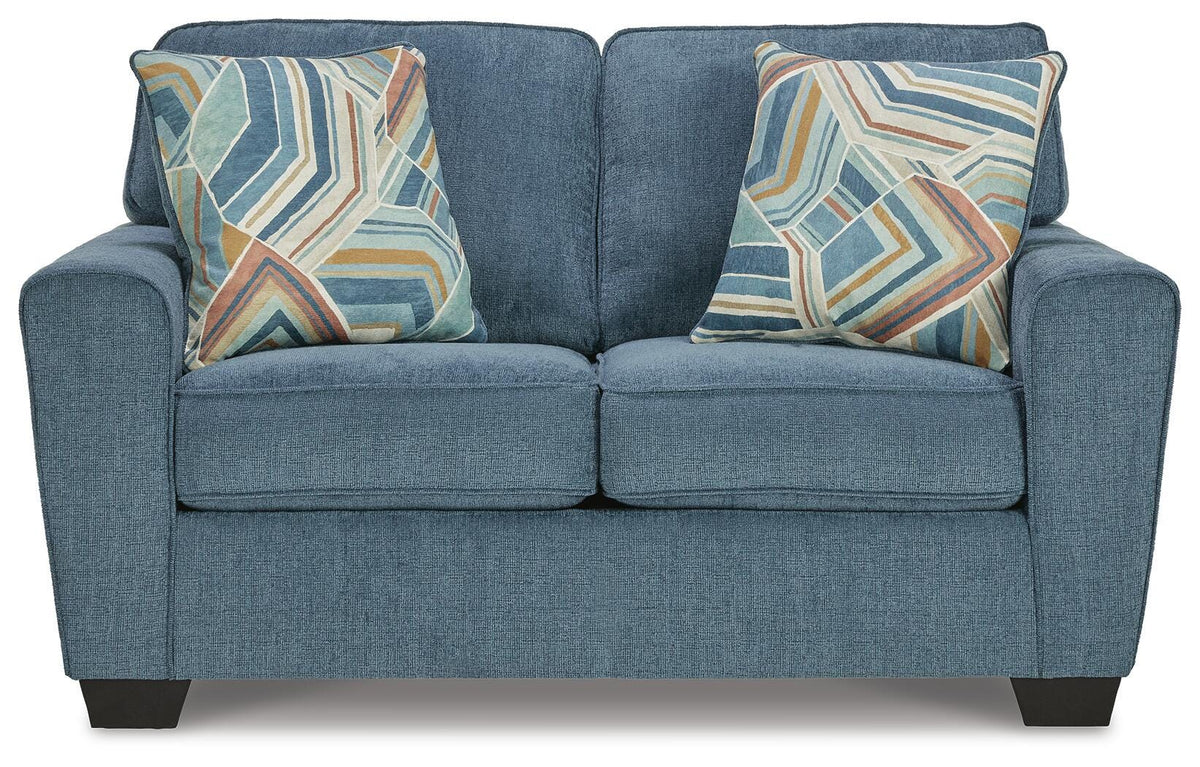 Cashton Queen Sofa Sleeper and Loveseat - Blue (2)