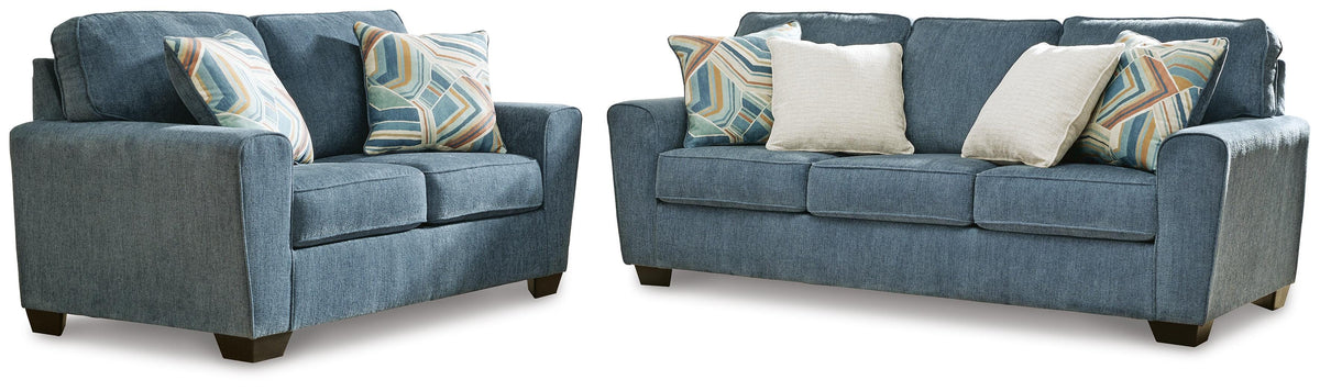 Cashton Sofa and Loveseat - Blue (2)